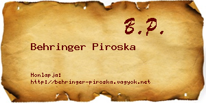 Behringer Piroska névjegykártya
